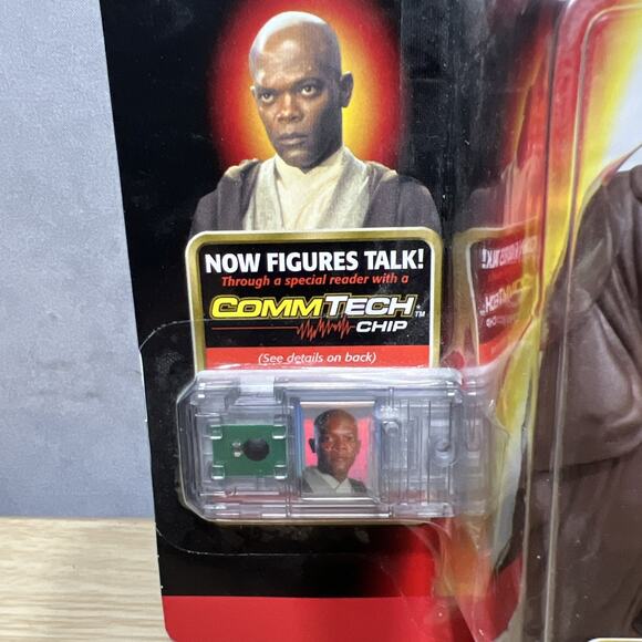 Star Wars Episode 1 MACE WINDU with Comm Tech Chip Action Figure Hasbro 1998 New - Picture 3 of 5